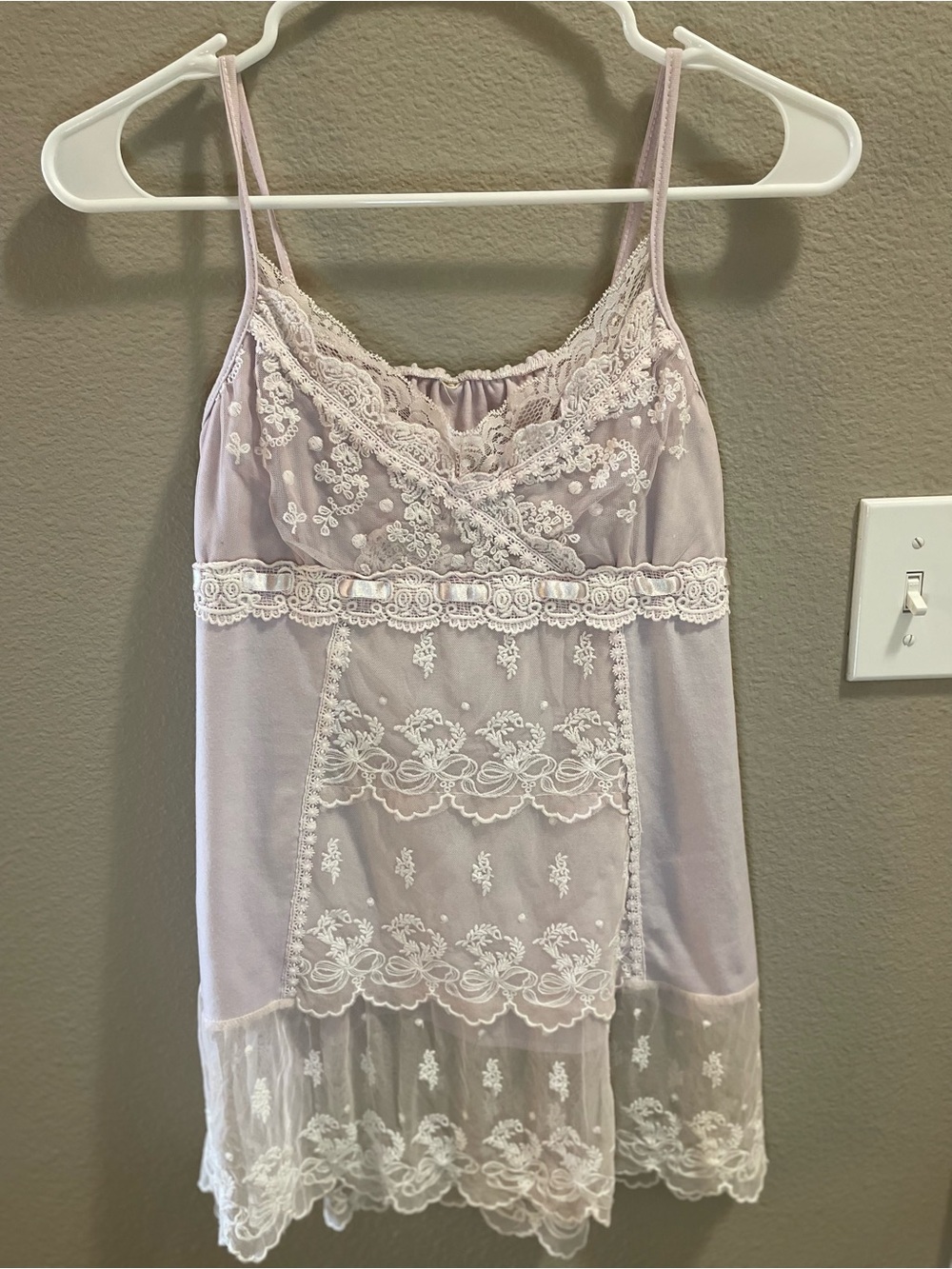 Lace Trim Lavender Chemise Slip - Women's cotton top